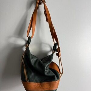 Green Leather Valentina Bag Purse Brown and Gold